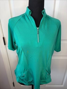 Jamie Sadock Cooltron Quarter Zip Polo in Teal Green size small NEW